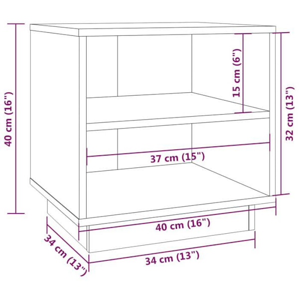 Set om 2 sängbord med hyllor 40 x 34 x 40 cm svart furu DEC035523 kastanj