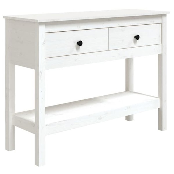 Praktiskt konsolbord med förvaringslådor 100 x 35 x 75 cm i vitt furu DEC031676 Vit