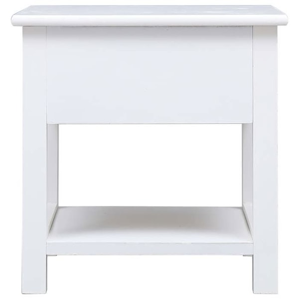 Sengebord med skuffer 40 x 40 x 40 cm fremstillet af hvid paulownia træ DEC032351 Vit