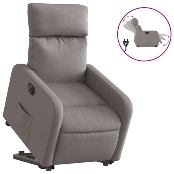 Relaxfåtölj med elektrisk lyftfunktion, mycket bekväm i taupe tyg DEC028568 Guld