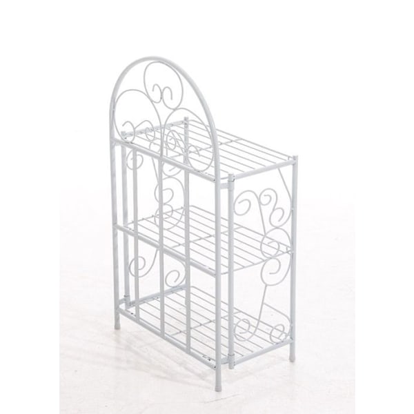 Etagere 3 hylder opbevaring køkken balkon badeværelse foldbar i hvid metal 10_0003995 Vit