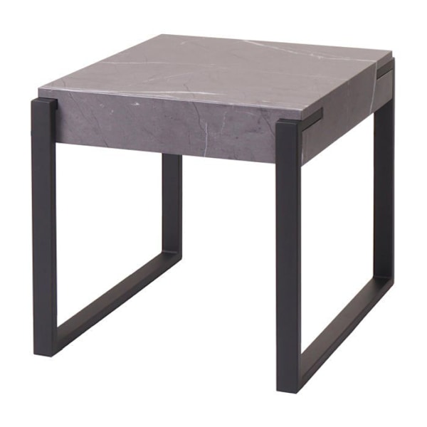 Side table, lav borde i metal 51x50x54 cm MDF med grå marmor effekt 04_0008495 Grå