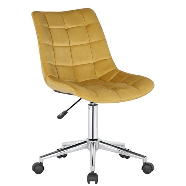 Modern design justerbar höjd gul sammets kontorsstol med hjul