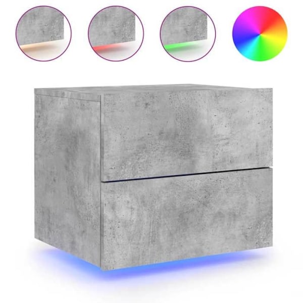 Væglamper med LED-lys og skuffer 50 x 39 x 41 cm i grå ingeniørtræ DEC036159 kastanj