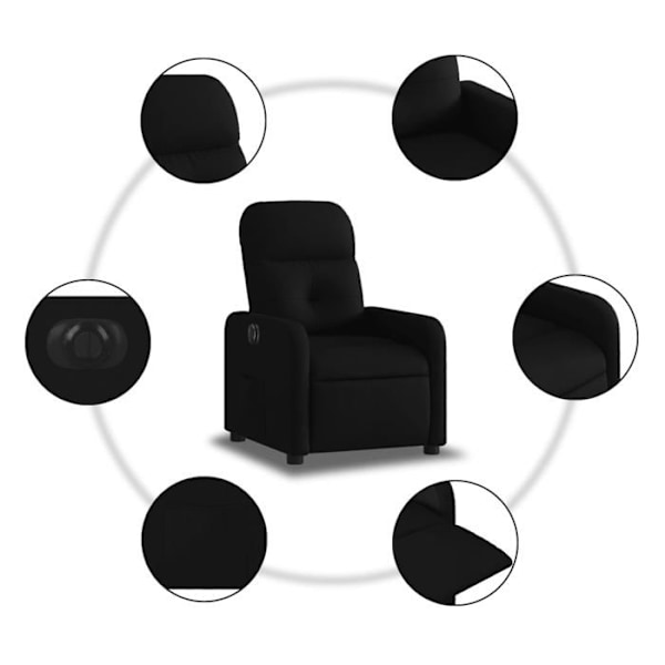Fauteuil relax TV med elektrisk hældningsfunktion, meget komfortabel i sort stof DEC028488 Svart