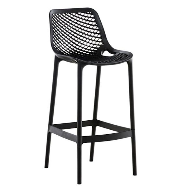 Barstol med fotstöd modern design svart plast inomhus eller utomhus