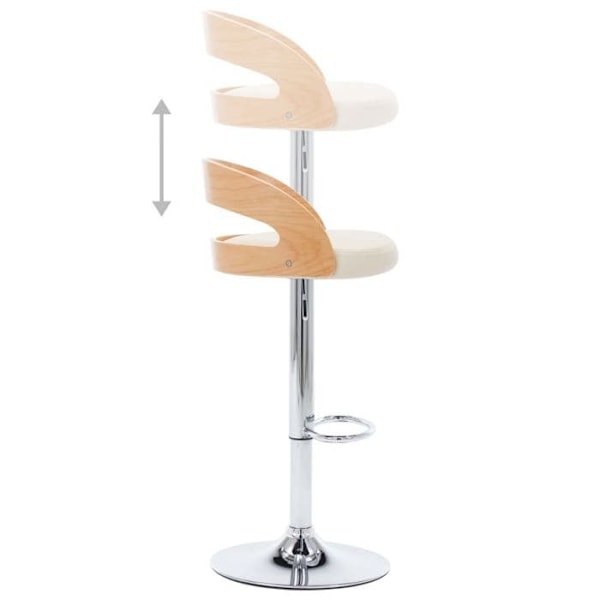 Sæt med 2 retro barstole i creme PVC, buet træ og metal DEC029657 kastanj