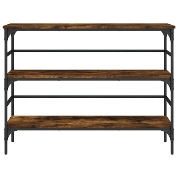 Konsolbord med hyllor för en organiserad hall 100 x 32 x 75 cm i brun ingenjörsträ och metall DEC031 kastanj