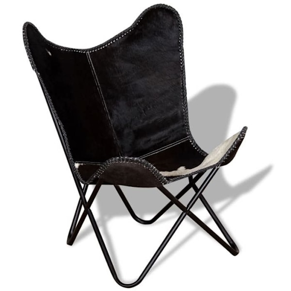 Moderna design lounge stol fjäril svart och vitt svart läder DEC026797 Vit