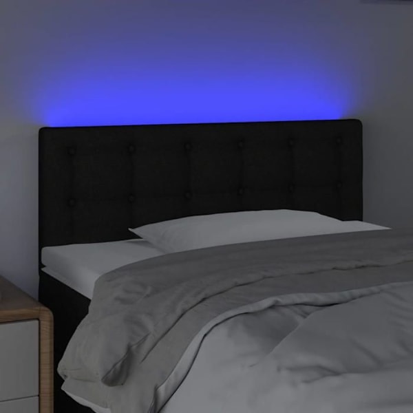 Hovedgærde til seng til soveværelse LED-møbel 90 x 5 x 78/88 cm sort stof TDL0200535 Svart