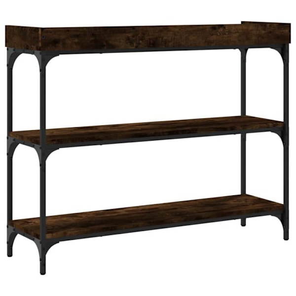 Praktisk konsolbord med hylder til en organiseret entré 100 x 30 x 80 cm ingeniørtræ brun og metal DEC031 kastanj