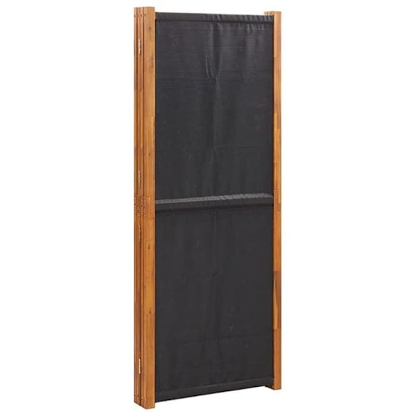 Paravent separator for room partition 5 panels x black 350 x 180 cm textilene black and wood DEC031018 kastanj