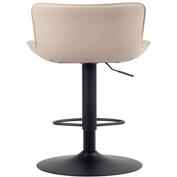 Barstol hög x1 med dekorativa sömmar i creme PVC, svarta metallben 10_0005168 Grädde