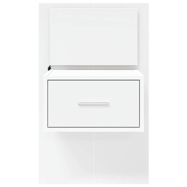 Væghængt natbord med LED-lys og skuffe 48,5 x 32,5 x 80 cm i hvidt ingeniørtræ DEC034162 Vit