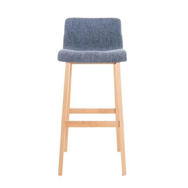 Barstol x1 moderne design i blåt stof, stabilt understel med 4 ben i lyst træ 10_0004970 Blå
