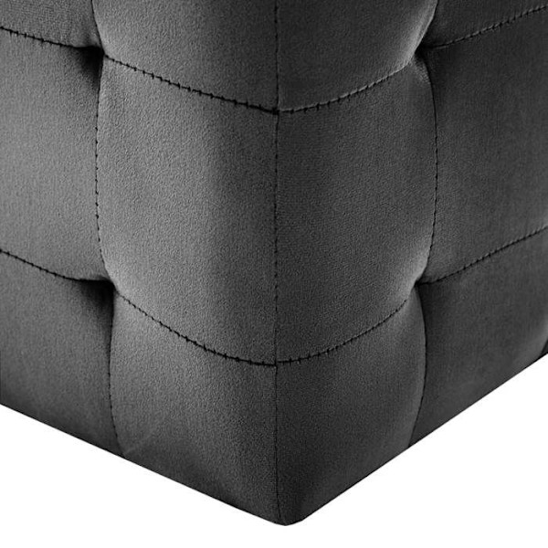 Sæt med 2 taburetter poufs med ben 30 x 30 x 30 cm sort fløjlsstof med knap DEC032759 Svart