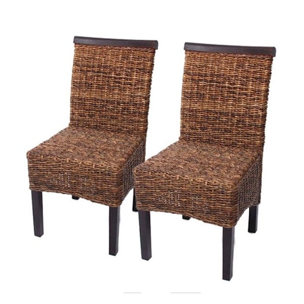 Set med 2 stolar i flätad bananrot, mörkbruna ben CDS04005