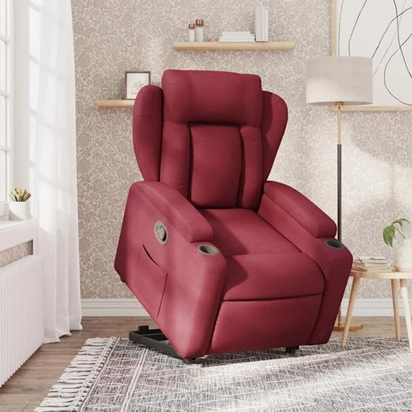Fauteuil relax TV med komfortabel polstring, elektrisk løftefunktion i bordeaux stof DEC028144 Bordeaux