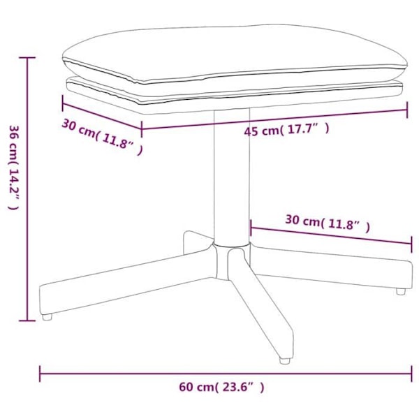 Repose fødder taburet 60 x 60 x 36 cm fløjl creme metal og spånplade DEC030058 Grädde