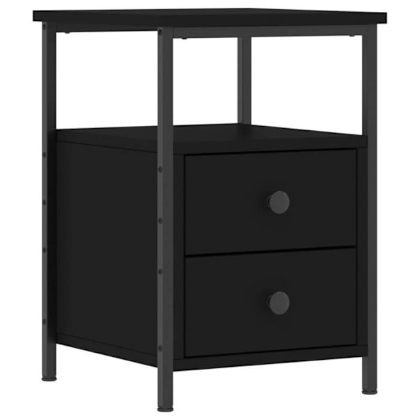 Nattetable med skuffer og hylde 34 x 35,5 x 50 cm sort ingeniørtræ DEC034354 kastanj