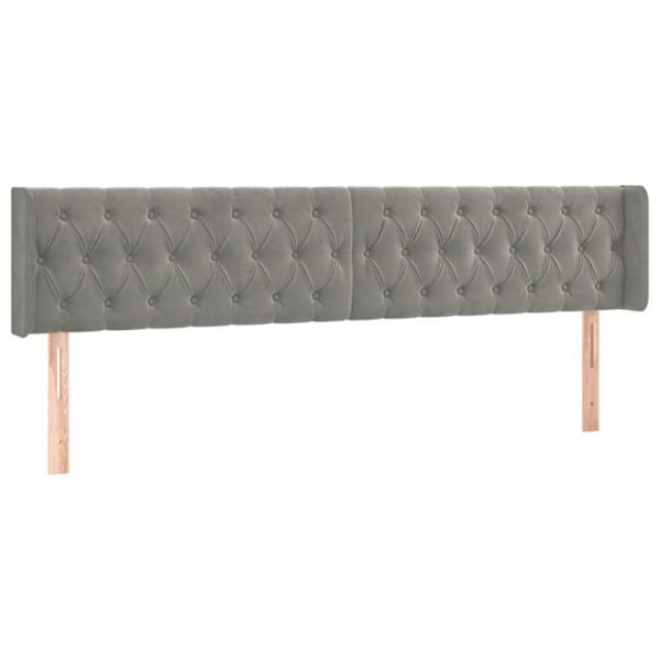 Sängynpääty - Makuuhuoneen lisävaruste - LED - Vaaleanharmaa sametti - 203x16x78/88 cm - Nykyaikainen muotoilu Ljusgrått