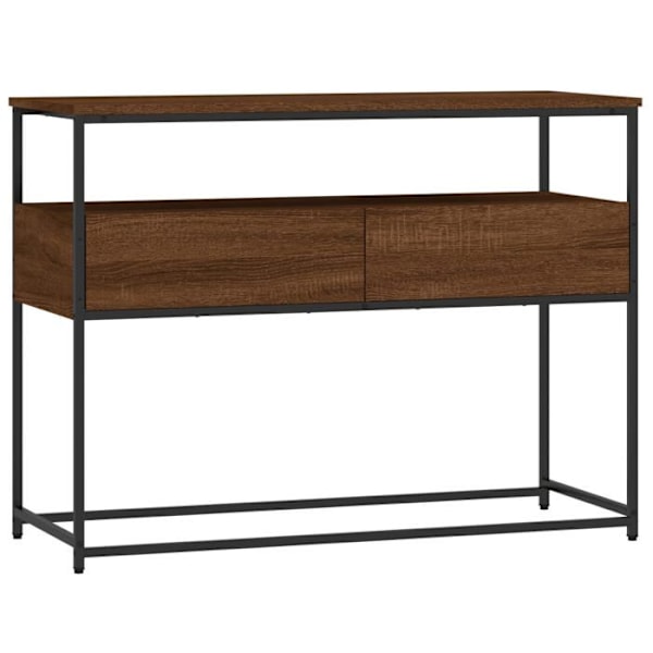 Moderne entrekonsol møbel sidebord med skuffer 100 x 40 x 75 cm brunt ingeniørtræ og metal DEC031848 kastanj