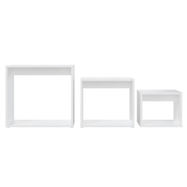 Set om 3 vita sidobord i agglomerat DEC032694 Vit