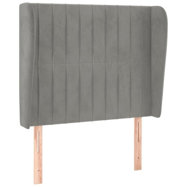 Sängynpääty lisävaruste makuuhuoneen huonekalu, jossa on sivureuna 83 x 23 x 118/128 vaaleanharmaa sametti
