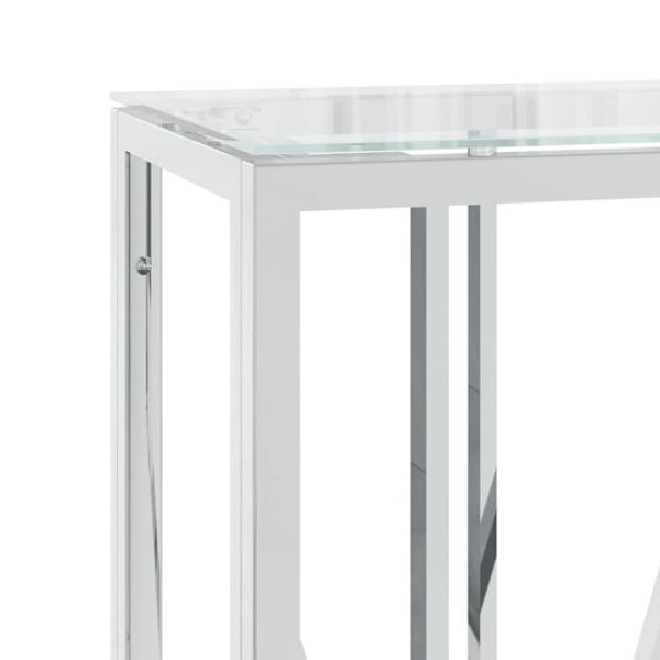 Funktionel konsolbord i stil 110 x 30 x 70 cm i sølvfarvet rustfrit stål og glas DEC031503 Silver