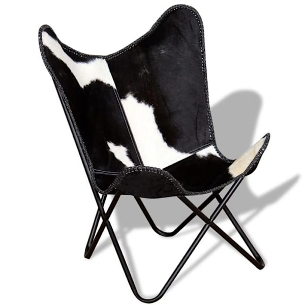 Moderna design lounge stol fjäril svart och vitt svart läder DEC026797 Vit