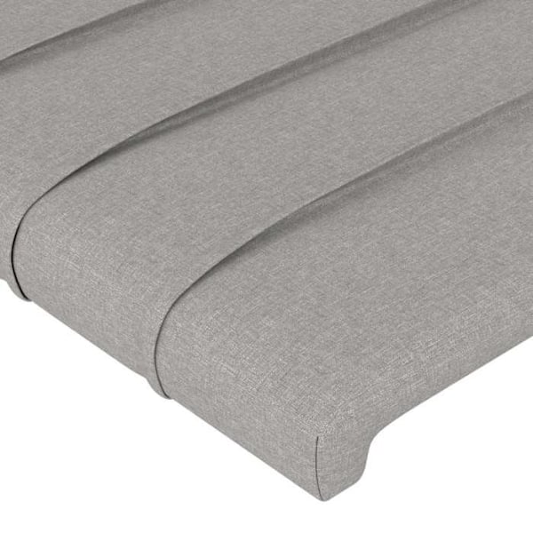 Hovedgærde til seng, soveværelse, LED-møbel 147 x 16 x 118/128, lys grå stof
