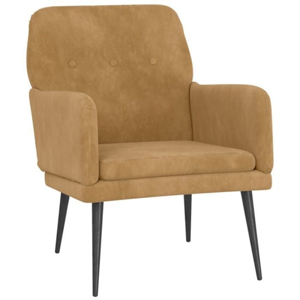 Design og moderne loungestol med armlæn 62 x 79 x 79 cm i brun velor DEC028631 kastanj