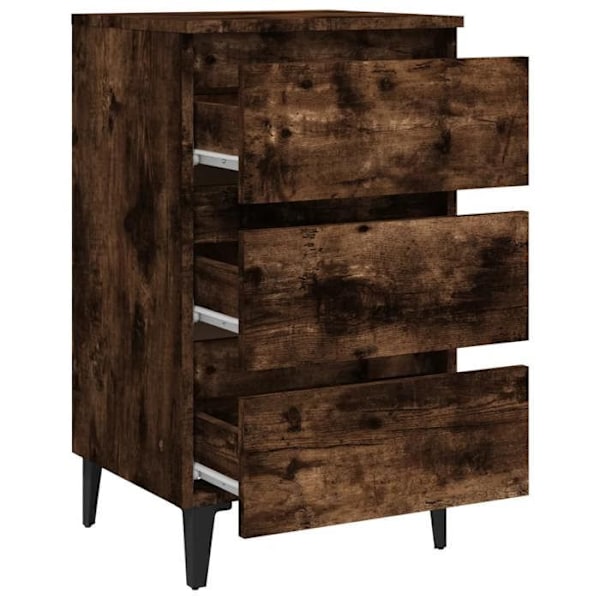 Yöpyörykkä 3 laatikkoa metallijaloilla 40 x 35 x 69 cm ruskea insinööripuu DEC033237 kastanj