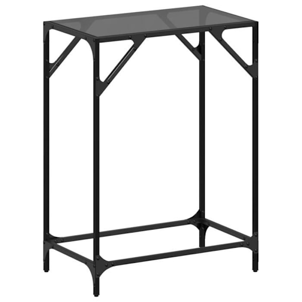 Bordkonsol med sort glas og stål 60 x 35 x 81 cm DEC031340 Svart