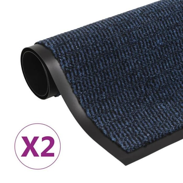 Set med 2 rektangulära dörrmattor 60 x 90 Blå
