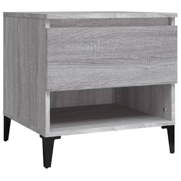 Sæt med 2 sideborde med skuffe 50 x 46 x 50 cm i grå ingeniørtræ DEC032651 kastanj