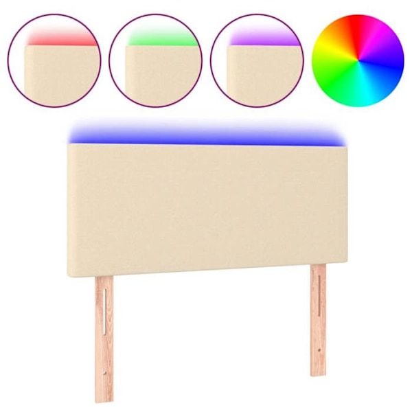 Sänggavel tillbehör sängrum möbel med LED 90 x 5 x 78/88 krämfärgad tyg
