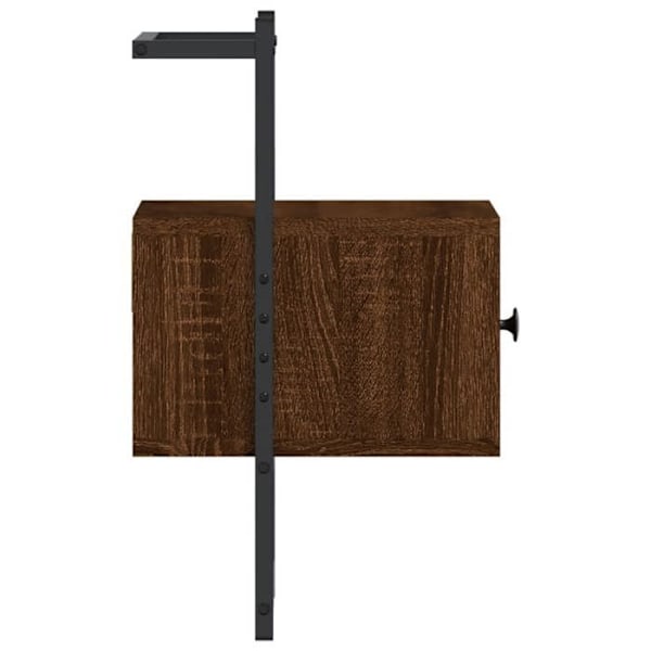 Sæt med 2 væghængte natborde med skuffe 35 x 30 x 51 cm ingenier træ brun og metal DEC034154 kastanj