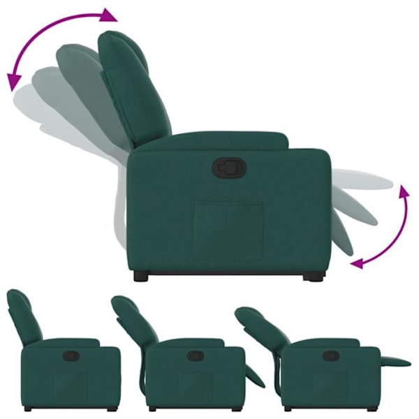 Fauteuil relax TV med komfortabel polstring, elektrisk løftefunktion i mørkegrøn stof DEC028222 Guld