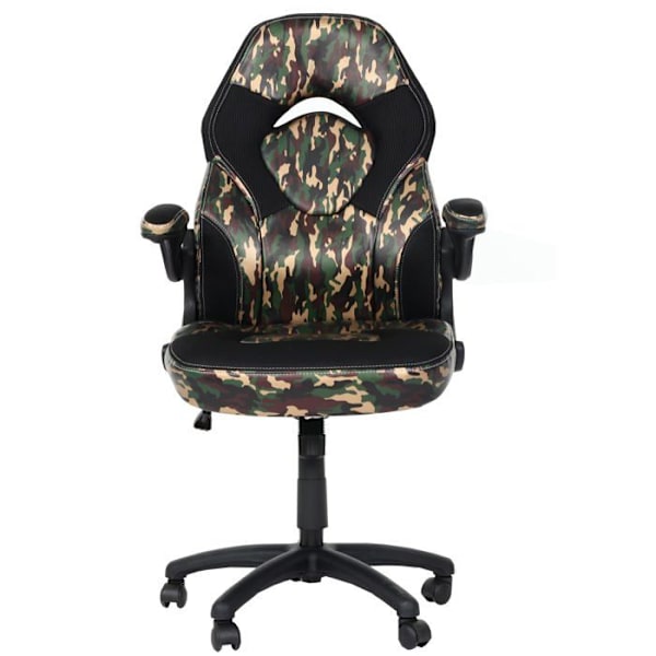 Drejebar kontorstol med sammenklappelige armlæn i PVC, farve camouflage sort 04_0006225 Svart