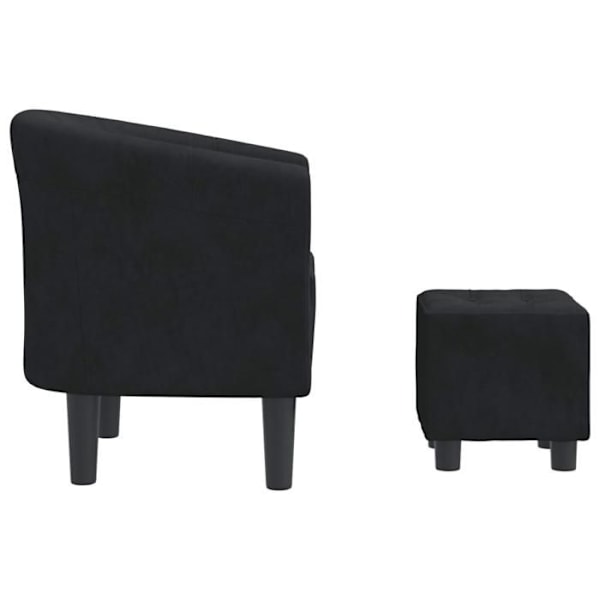 Lounge stol med komfortabelt sæde i moderne design med fodskammel i sort velour DEC026431 Svart