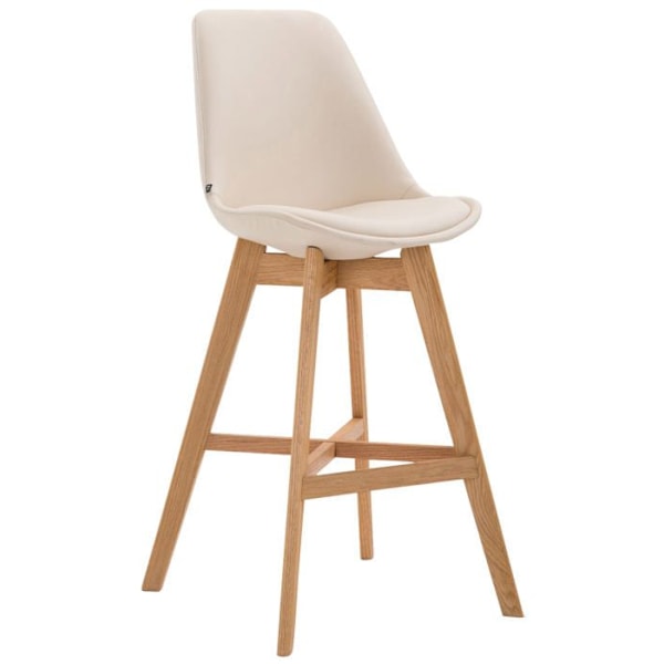 Barstol høj stol moderne skandinavisk design i creme syntetisk