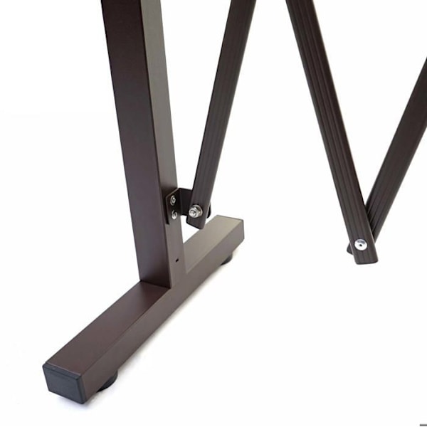 Grindställ med saxgrind, djuravskiljande skyddsgaller, utdragbar, brun aluminium, höjd 153 cm, bredd 28 200 cm. kastanj