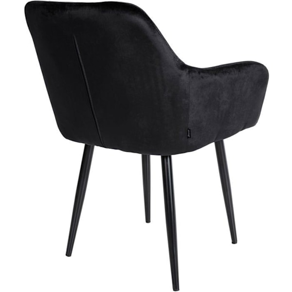 Set med 2 moderna, designade middagsstolar med vadderad sits i svart sammet 10_0001632 Svart