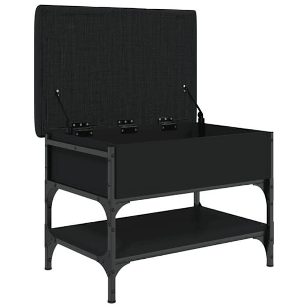 Skoopbevaring med sort sædepolstring 62 x 42 x 45 cm i sort ingeniørtræ og metal DEC024919 Brun