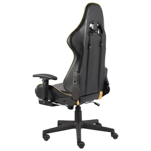 Kontorstol gaming med drejefunktion og fodskammel i guld og sort PVC DEC026024 Svart