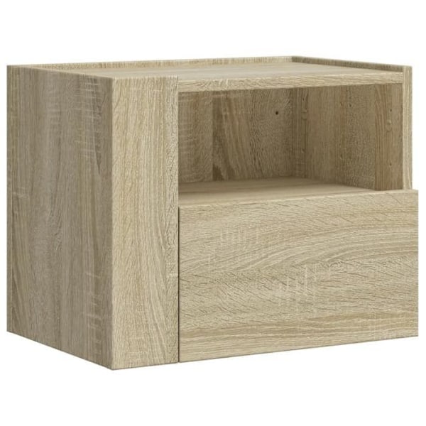 Væghængt natbord med skuffer 45 x 30 x 35 cm i ingeniørtræ farve eg DEC034288 kastanj