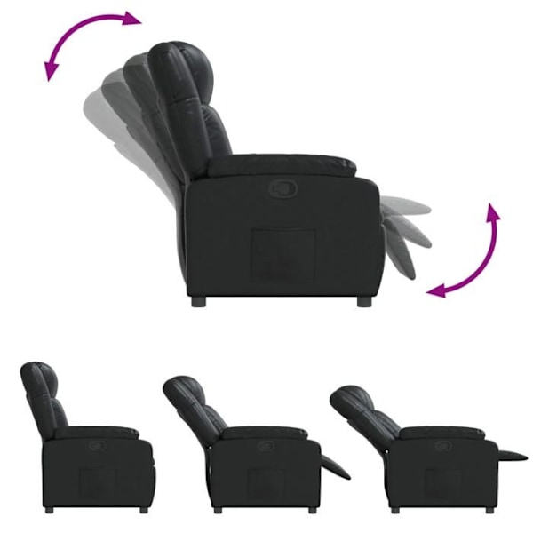 Tv-recliner med komfortabel polstring, manuel hældningsfunktion i sort PVC DEC028074 Svart