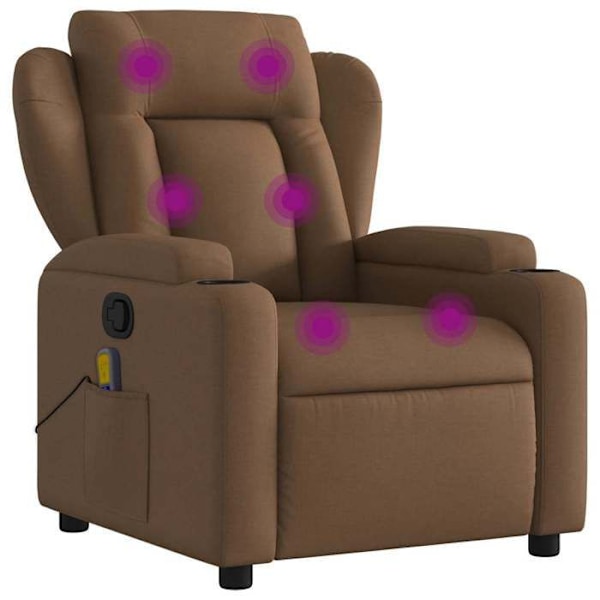 TV afslapningsstol med massagefunktion, justerbar, 6 massagepunkter i brun stof DEC027026 kastanj