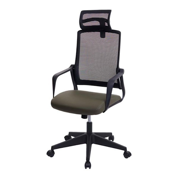 Ergonomisk kontorsstol med svängbar funktion, armstöd och ryggstöd i olivgrön mesh 04_0001883 Grön